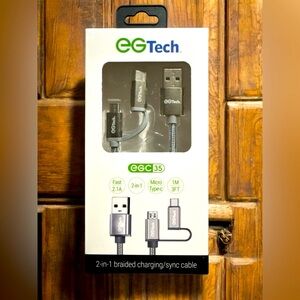 2-in-1 (TYPE C ) FAST CHARGER Braided Charging/Sync Cable - Black